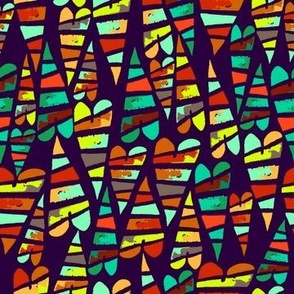 Bold, bright, colorful  abstract hand-drawn hearts 