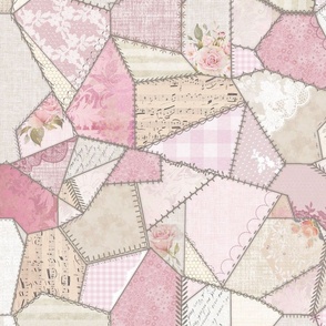 Shabby Chic Crazy Quilt - pink