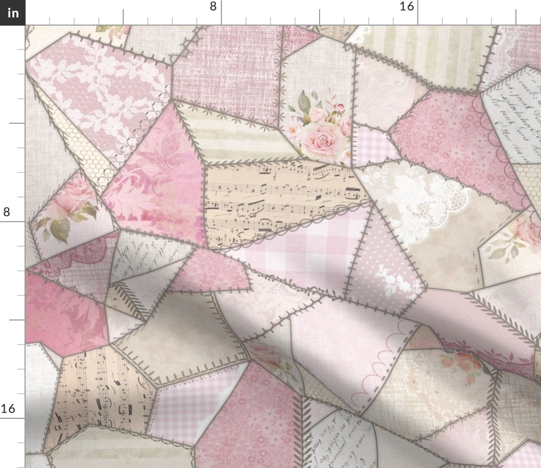 Shabby Chic Crazy Quilt - pink