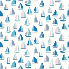 Sailboat adventure ditsy in sky blue by Pippa Shaw