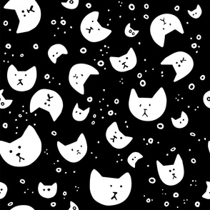 Cat heads on black background_MEDIUM