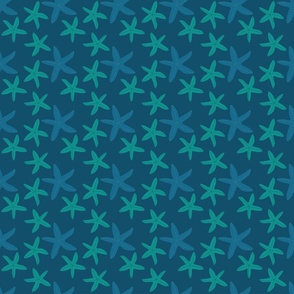 turquoise starfish navy blue background