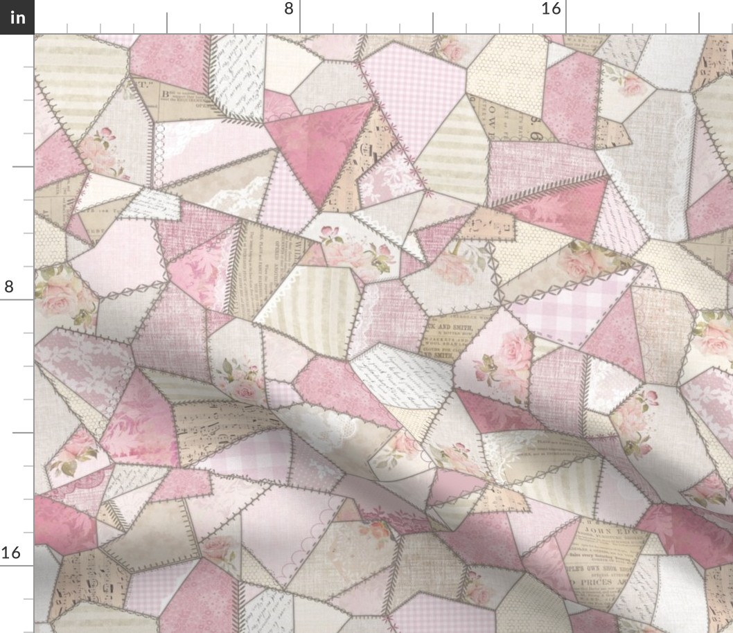 Shabby chic Crazy Quilt - pink small