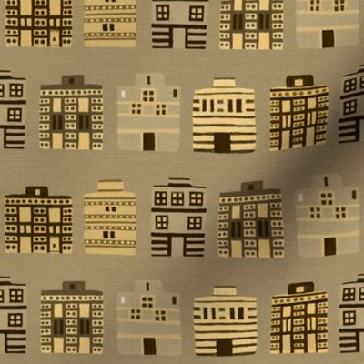 Stark Minoan houses on linen weave by Su_G_©SuSchaefer