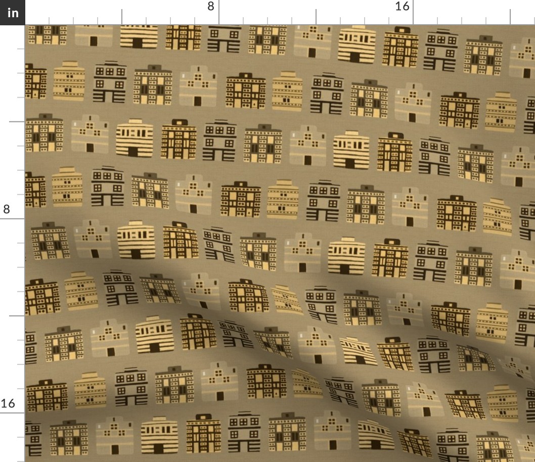 Stark Minoan houses on linen weave by Su_G_©SuSchaefer
