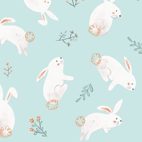 Large Scale Cute Bunnies for Kids light-blue