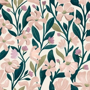 Pink Jasmine Fabric, Wallpaper and Home Decor | Spoonflower