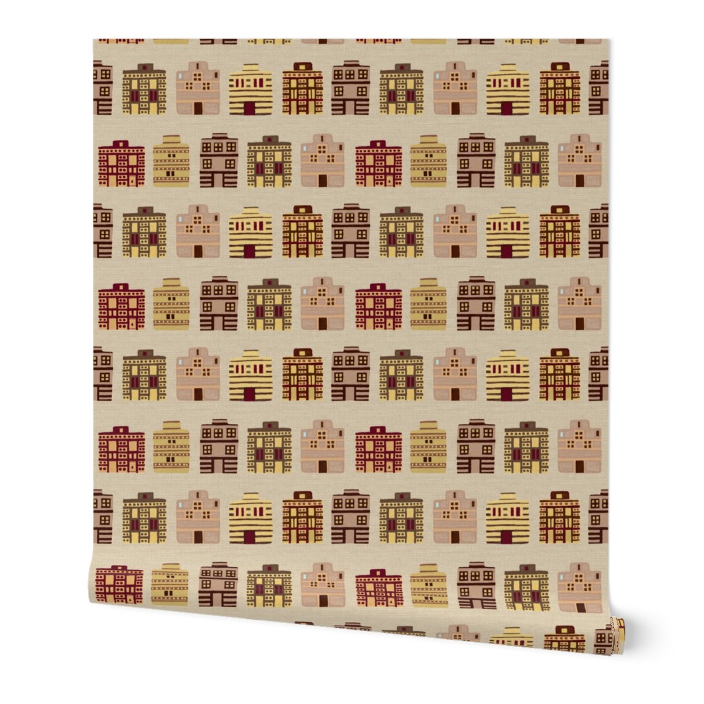 Minoan houses on bone linen weave by Su_G_©SuSchaefer