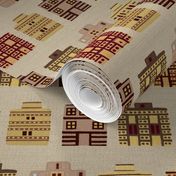 Minoan houses on bone linen weave by Su_G_©SuSchaefer