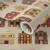 Minoan houses on bone linen weave by Su_G_©SuSchaefer