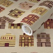 Minoan houses on bone linen weave by Su_G_©SuSchaefer