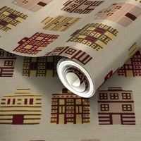 Minoan houses on bone linen weave by Su_G_©SuSchaefer