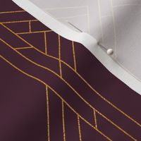 ART DECO TREILLAGE - GOLD FOIL EFFECT ON PLUM