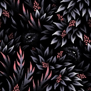 Mysterious Foliage - Grey Red - LARGE