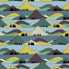 Mountain and Lakes Colorful Print