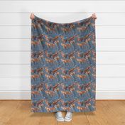 Large 12x12 Size of Young Foxes on Slate Blue Background