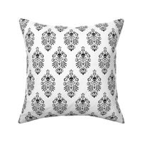 Skull Damask - black on white