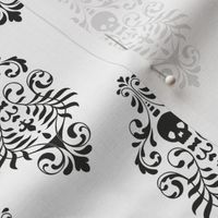 Skull Damask - black on white