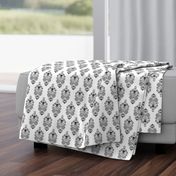 Skull Damask - black on white