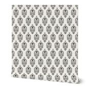 Skull Damask - black on white