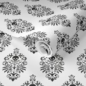 Skull Damask - black on white