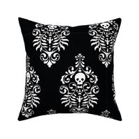 Skull Damask - white on black