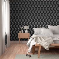 Skull Damask - white on black