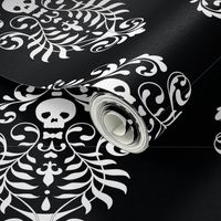 Skull Damask - white on black