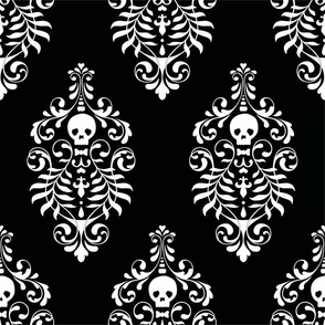 Wicked Skull Damask Charcoal Fabric by Timeless Treasures  Frumble Fabrics
