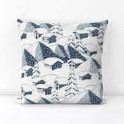 Winter Mountain Landscape Block Print