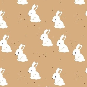 Little bunny boho garden and rabbits sweet spring easter theme baby kids design cinnamon latte brown neutral nursery MEDIUM