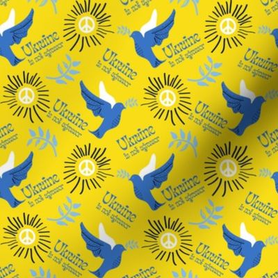 Ukraine is not agressor Statement print with peaceful meaning Peace dove and olive branch for Ukraine Extra small scale suitable for facemasks