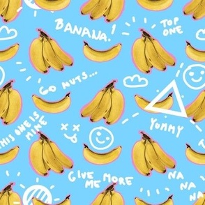 Bananas on blue Small scale