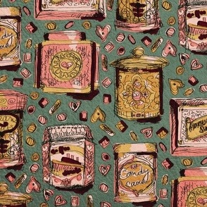 Sweets tin cans Vintage style Pink and gold Sage Medium scale