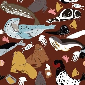 Seals and Sea Lions brown pattern