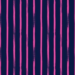 Painted Stripe | Small Scale | Midnight Blue Hot Pink