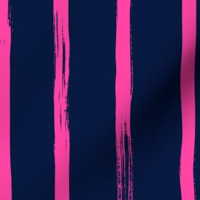 Painted Stripe | Large Scale | Midnight Blue Hot Pink