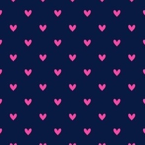 Hearts - Small Scale Midnight Blue Hot Pink