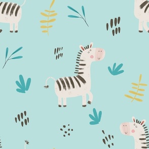 Jumbo Kids Safari Zebra Aquamarine