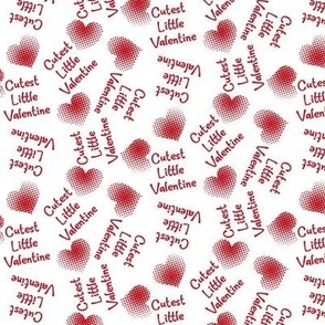 cutest little valentine - red hearts on white