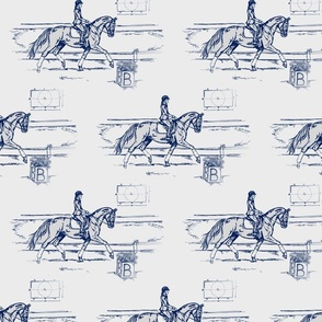 dressage toile  navy on grey