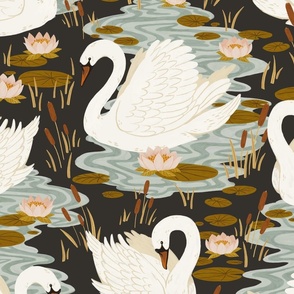 Swan Dance Pattern in Charcoal Large