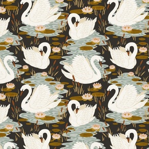 Swan Dance Pattern in Charcoal Medium