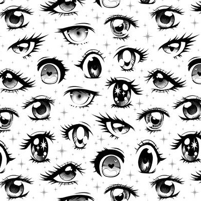 Anime Eyes Fabric, Wallpaper and Home Decor