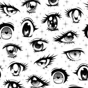 Anime Eyes Fabric, Wallpaper and Home Decor