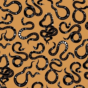 Snake in doodle style seamless pattern