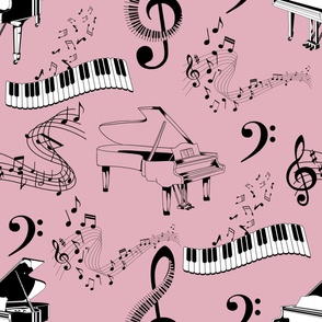 Piano Print No. 2 Dusty Pink Large Version