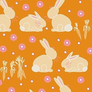 10.5x10.5 Bunnies in a carrot field 