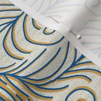 Art Nouveau Feathers in Blue and Old Gold