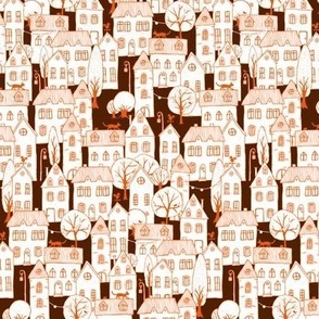 handdrawn houses brown-orange